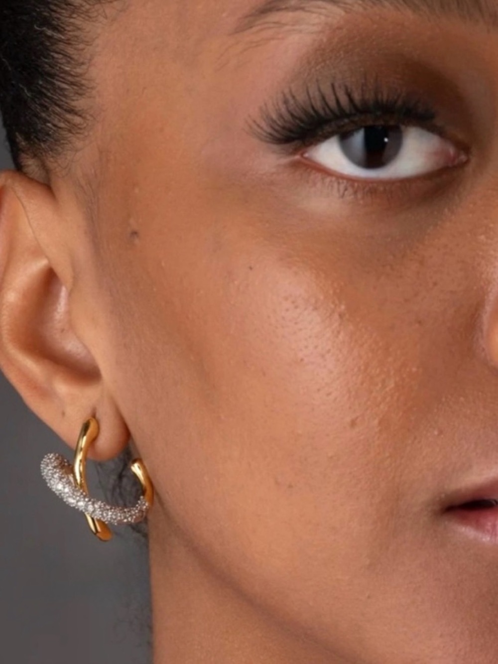NEW Alexis Bittar Solanales Twisted Orbit Earrings Gold Clear AU31